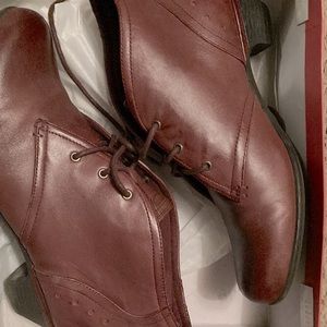 Merlot leather lace up ankle boots